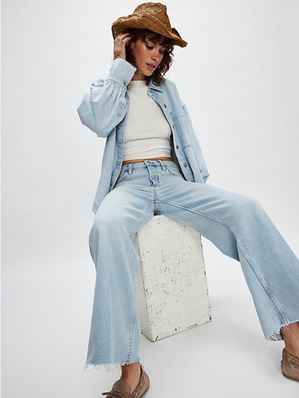 RE/DONE Mid Rise wide Leg Crop 28 29 - Picture 4 of 10